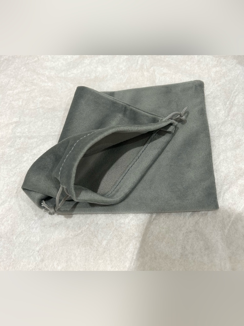 Gray Soft Drawstring Storage Pouch Travel Organizer 10” x 5.25”